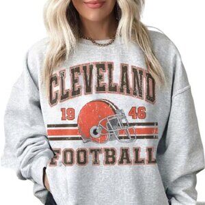 Cleveland Football Fan Sweatshirt - Ash Gray Game Day Retro Crewneck